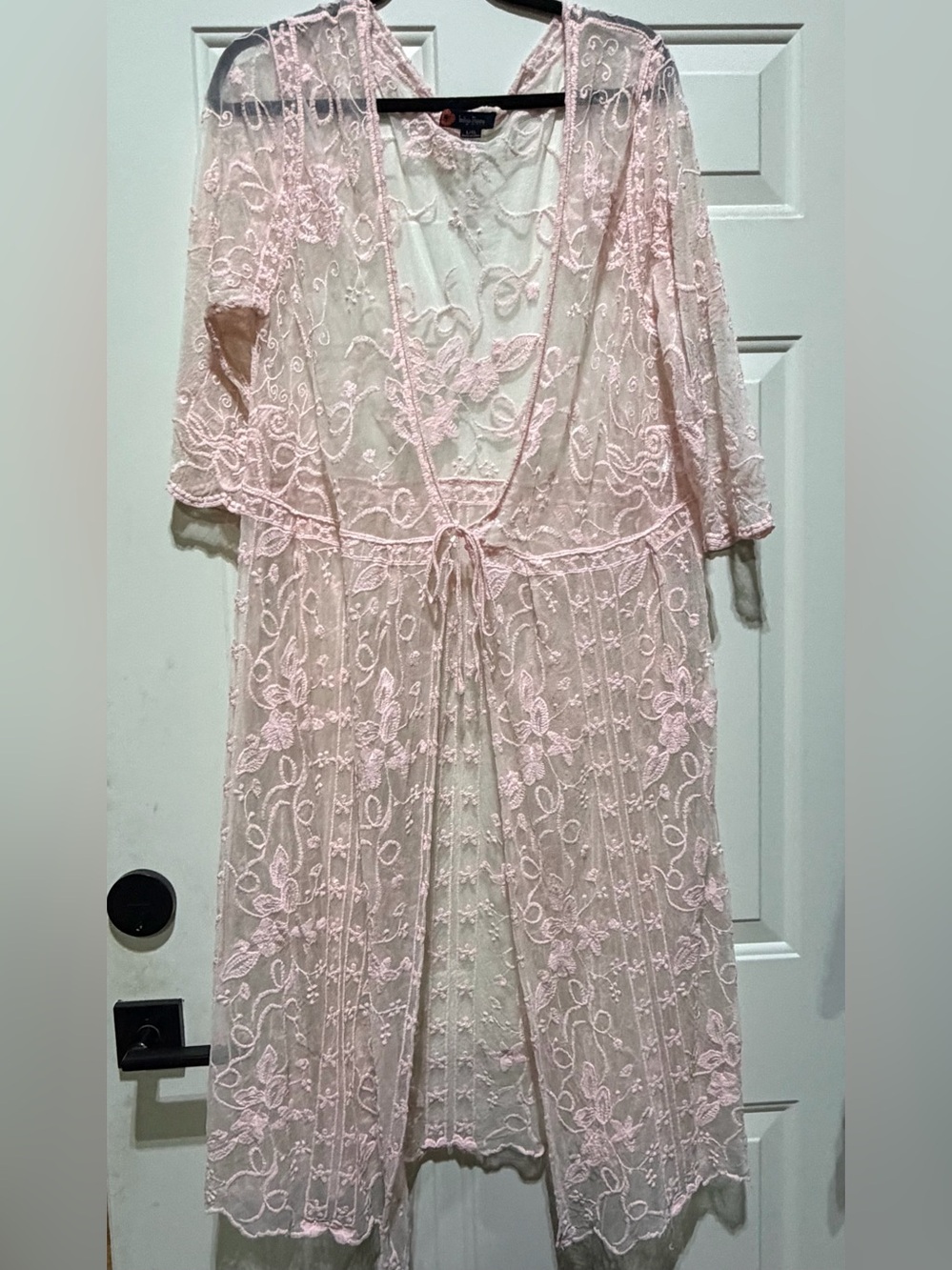 INDIGO POPPY - Sheer Pink Lace Robe - Women Intimates & Sleepwear